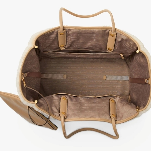 Kate Spade Women's Everything Racing Stripe Faux Shearling Tote - Picture 5 of 7